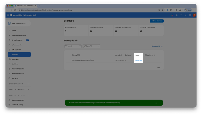 bing-sitemap-status