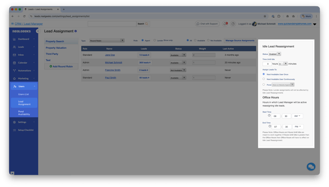 idle-lead-reassignment-location