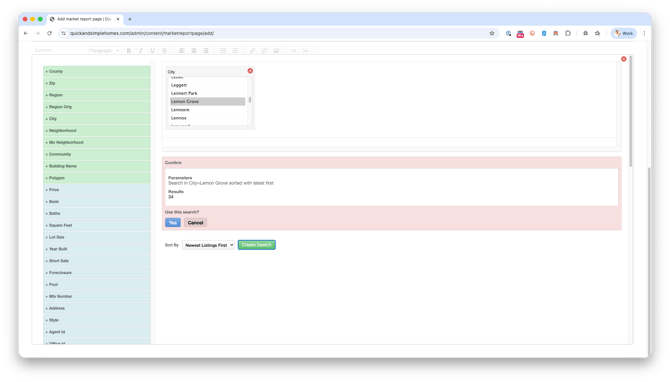 market-report-page-build-criteria